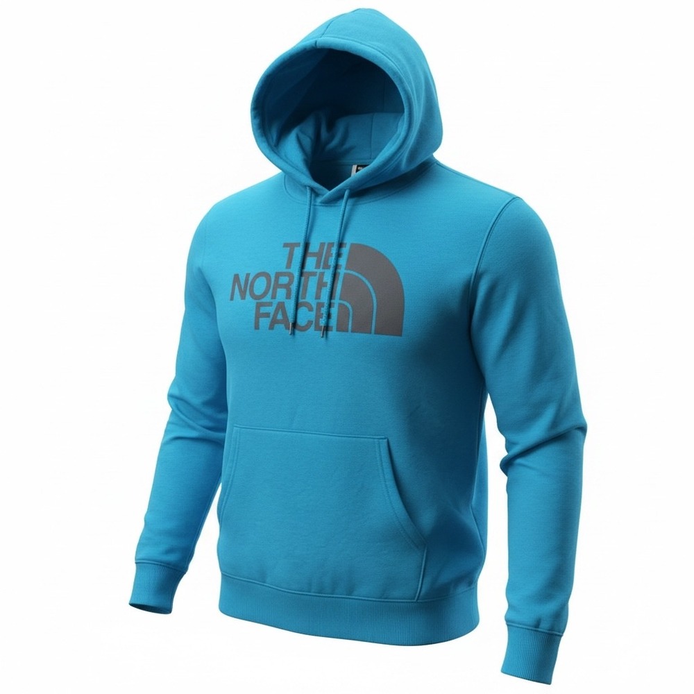 The North Face Mens XL‎ Blue Circular Design Pullover Hoodie Logo Sweatshirt